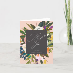 Bright Citrus Flowers   Peach Thank You Card