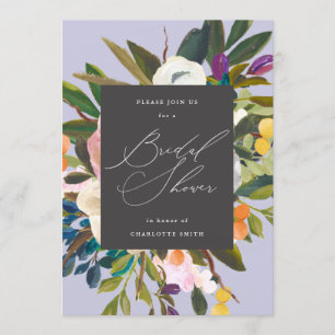 Bright Citrus Flowers   Purple   Bridal Shower Invitation