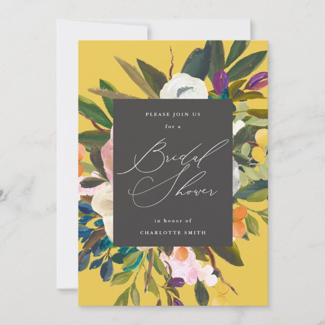 Bright Citrus Flowers | Warm Yellow  Bridal Shower Invitation (Front)