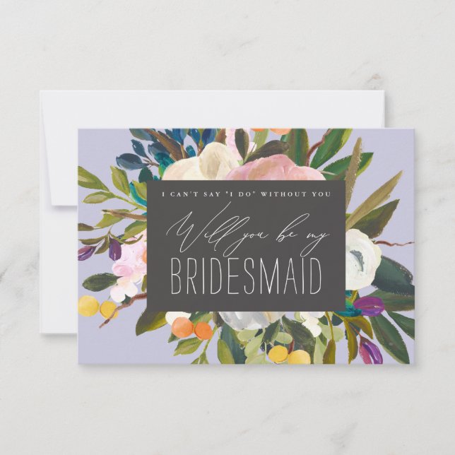 Bright Citrus Flowers  Will you be my bridesmaid Invitation (Front)