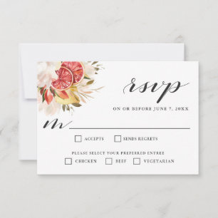 Bright Citrus Tropical Floral Wedding RSVP