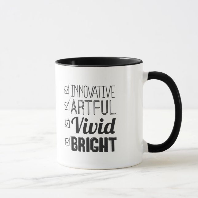 BRIGHT Coffee Mug, Checklist Mug (Right)