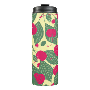 Bright color summer pattern with cherries. Illustr Thermal Tumbler
