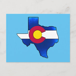 Bright Colorado flag Texas shape postcard