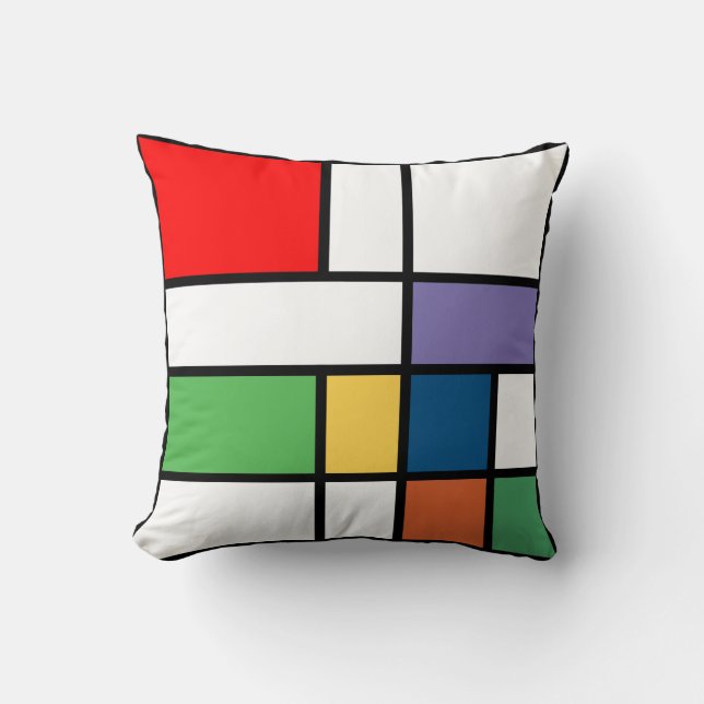 Bright Colorblock Pop Art Throw Pillow (Front)