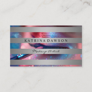 Bright Colored Fashion Make Up   Striped Business Card