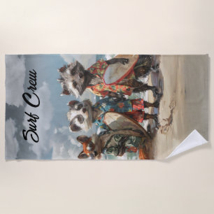 Bright Colored Fox, Badger, Racoon Hawaiian Shirt Beach Towel