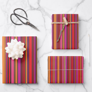 Bright colored stripes wrapping paper sheet