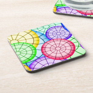 Bright Colorful Abstract Circles Pattern Coaster