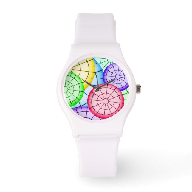 Bright Colorful Abstract Circles Pattern Watch (Front)
