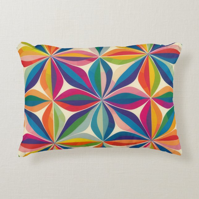 Bright colorful abstract floral pattern print decorative cushion (Front)
