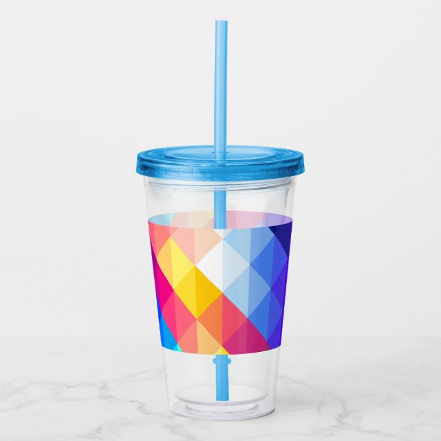 Bright Colorful Abstract Geometric Pattern Acrylic Tumbler (Front)