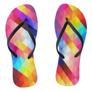 Bright Colorful Abstract Geometric Pattern Flip Flops