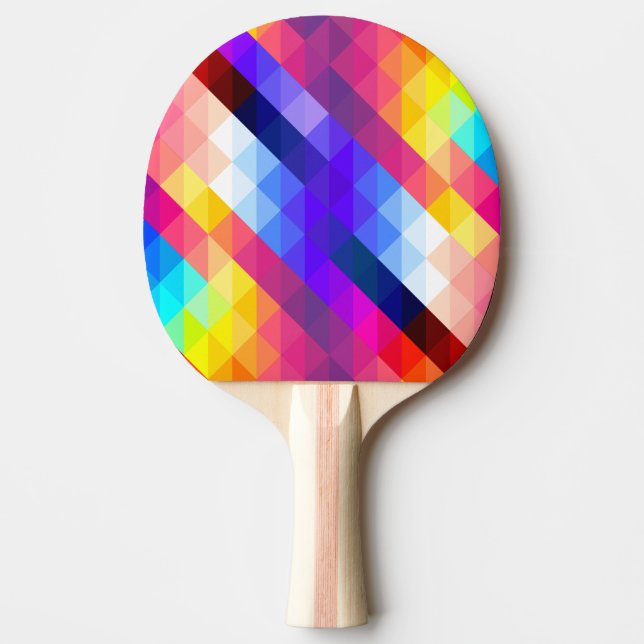Bright Colorful Abstract Geometric Pattern Ping Pong Paddle (Front)