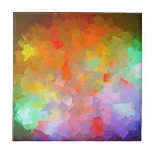 Bright Colorful Abstract Modern Cubism Tile
