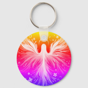 Bright Colorful Angel Design on a Round Key Chain
