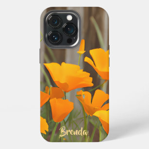 Bright Colorful California Poppies Personalized iPhone 13 Pro Case