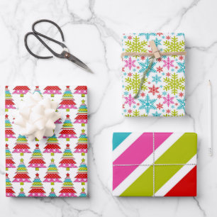 Bright Colorful Christmas Wrapping Paper Sheet