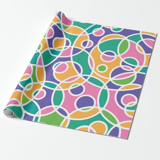 Bright Colorful Crazy Circles Pattern Wrapping Paper (Unrolled)