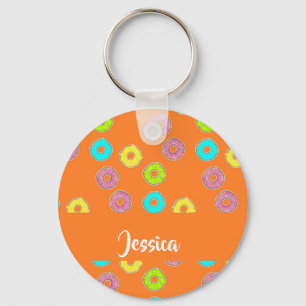 Bright colorful donuts key ring