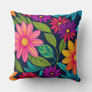 Bright Colorful Floral Cushion