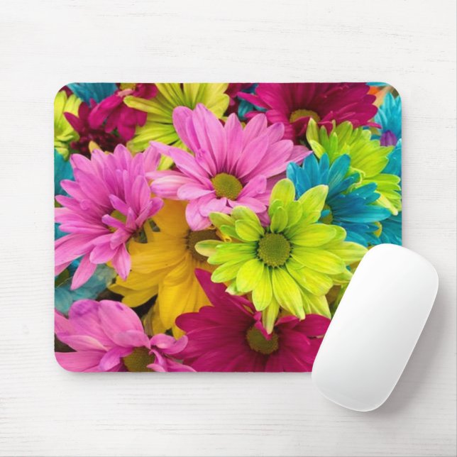 BRIGHT COLORFUL FLOWERS MOUSE MAT (With Mouse)