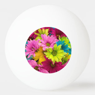 BRIGHT COLORFUL FLOWERS PING PONG BALL