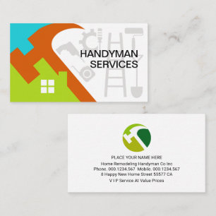 Bright Colorful Hammer Rooftop Business Card