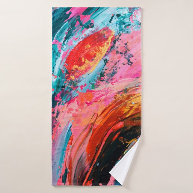 Bright colorful hand painted abstract backgroundar bath towel (Bath Towel)