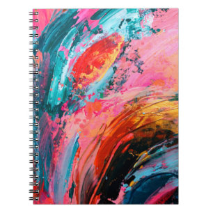 Bright colorful hand painted abstract backgroundar notebook