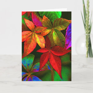 Bright colorful leaves card