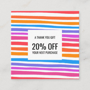 Bright Colorful Minimalist Stripes Handmade   Discount Card