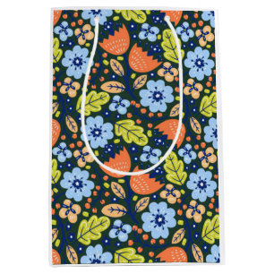 Bright Colorful Modern Pretty Flower Pattern Medium Gift Bag