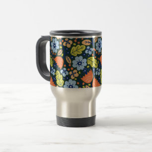 Bright Colorful Modern Pretty Flower Pattern Travel Mug