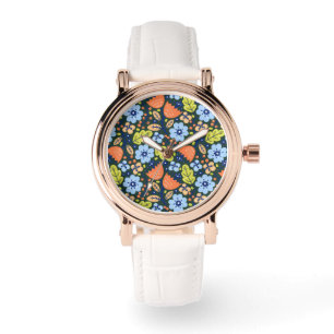 Bright Colorful Modern Pretty Flower Pattern Watch