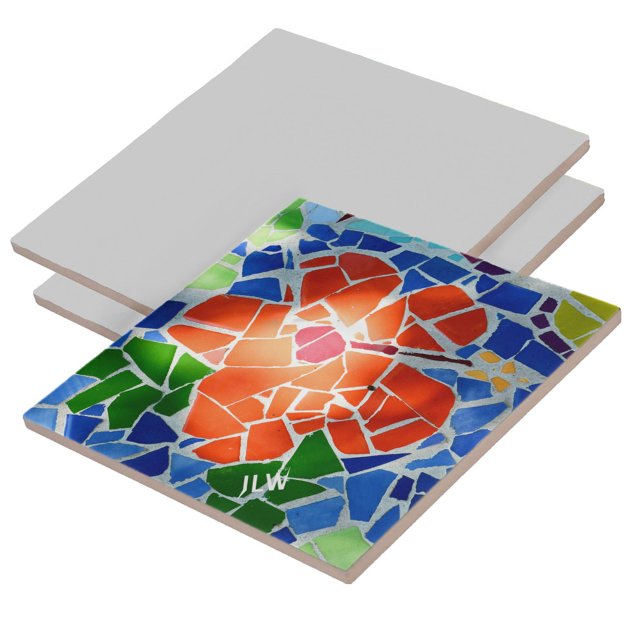 Bright Colorful Mosaic Red Flower Tile (Creator Uploaded)