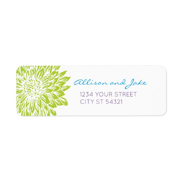Bright, Colorful Mums Wedding Address Labels (Front)