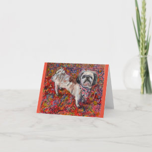 Bright colorful painting of rescue pup, Caesar Note Card