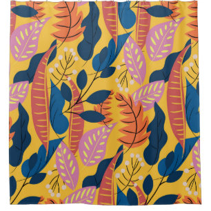 Bright colorful pattern with tropical leaves,berri shower curtain