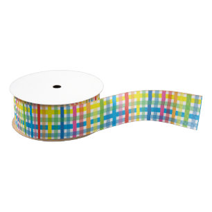 Bright Colorful Plaid Grosgrain Ribbon