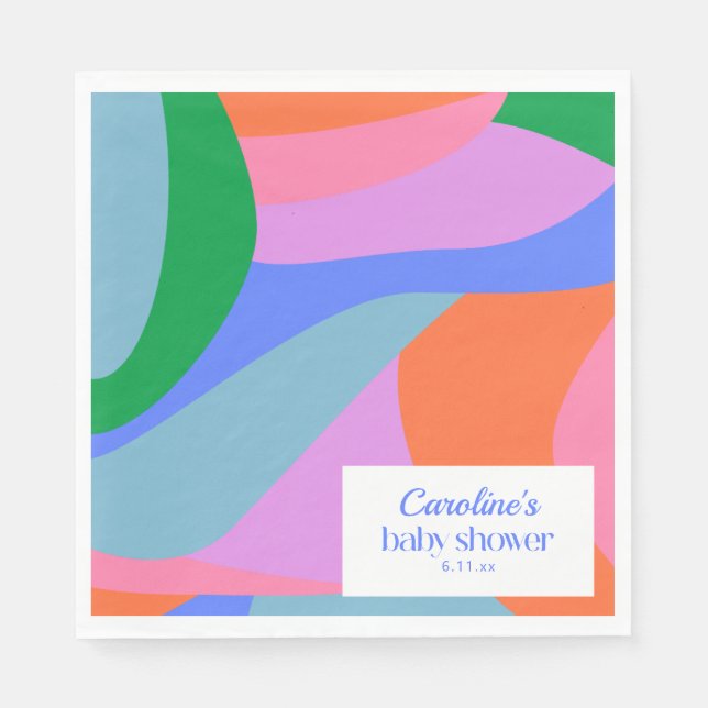 Bright Colorful Playful Abstract Art Baby Shower Napkin (Front)