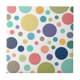 Bright Colorful Polka Dots Tile