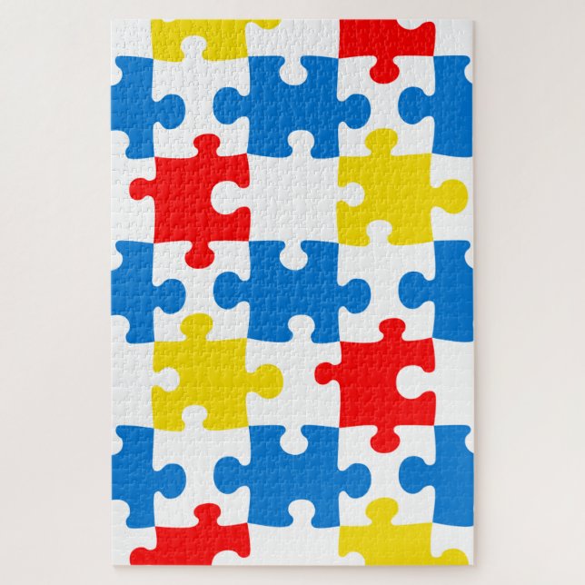 Bright Colorful Puzzle Pieces Pattern (Vertical)