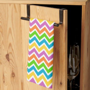 Bright Colorful Rainbow Chevron Pattern Tea Towel