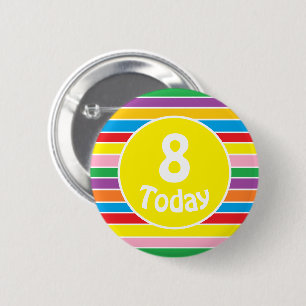 Bright Colorful Rainbow Striped Birthday Age 6 Cm Round Badge