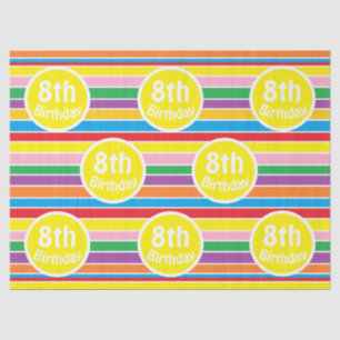 Bright Colorful Rainbow Striped Birthday Age Tissue Paper
