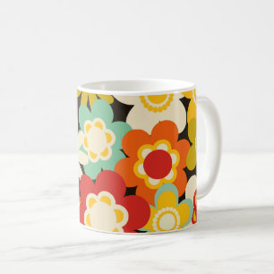 Bright Colorful Retro Cute Floral Pattern Coffee Mug