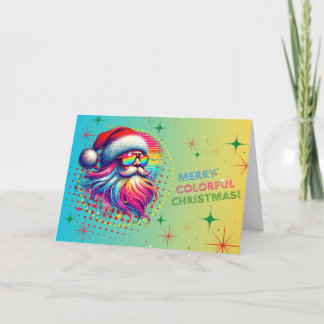 Bright Colorful Santa Claus Christmas Card