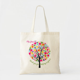Bright colorful Teacher heart tree thank you Tote Bag