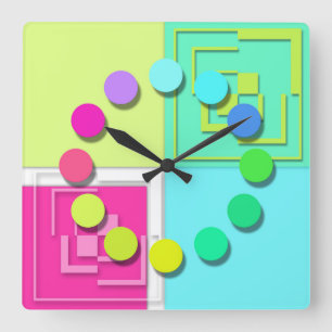 Bright colorful watch square wall clock